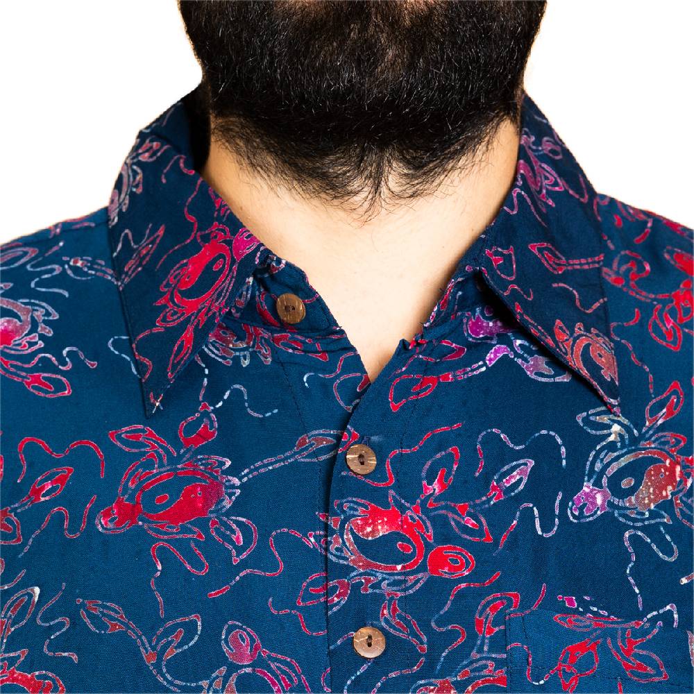 Panasiam Hemd Wachsbatik Mit Kragen