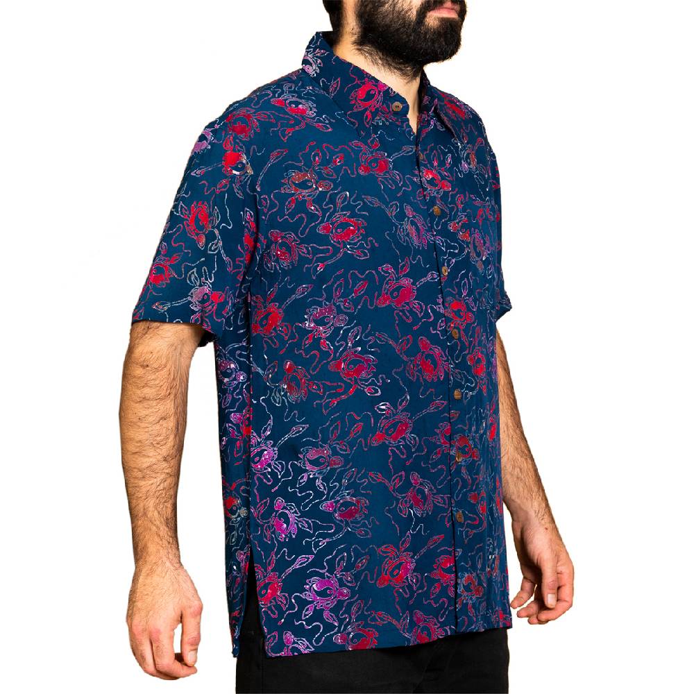 Panasiam Hemd Wachsbatik Mit Kragen