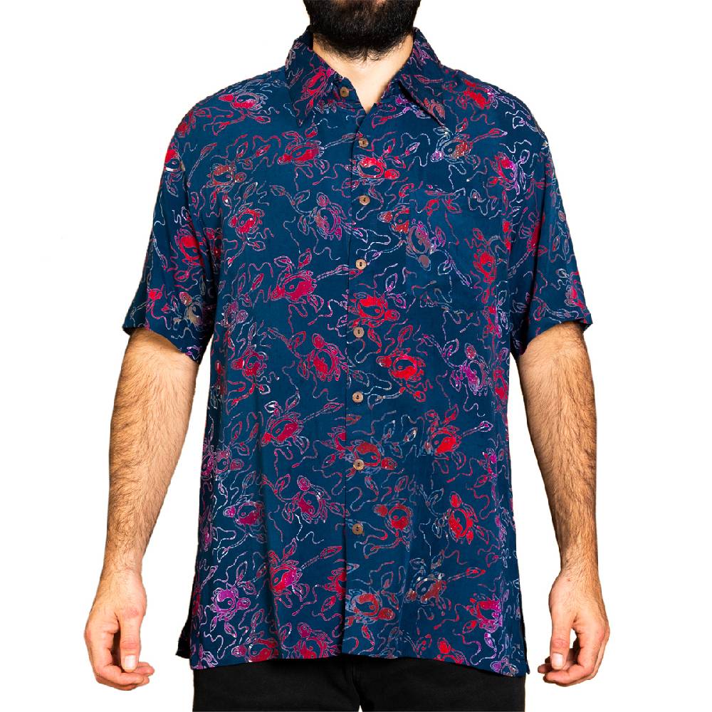 Panasiam Hemd Wachsbatik mit Kragen