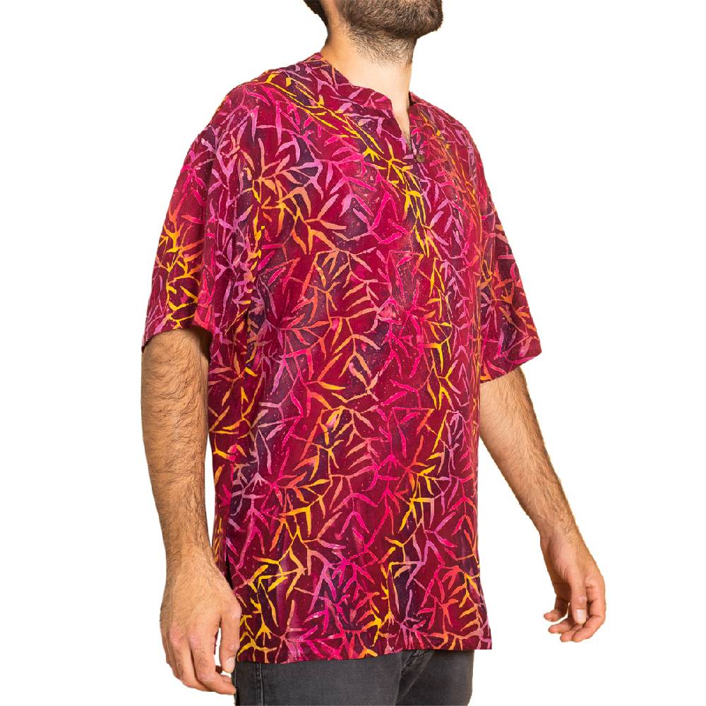 Panasiam Hemd Wachsbatik Ohne Kragen