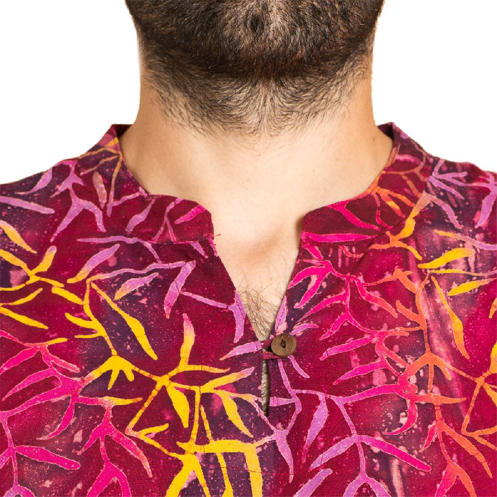 Panasiam Hemd Wachsbatik Ohne Kragen