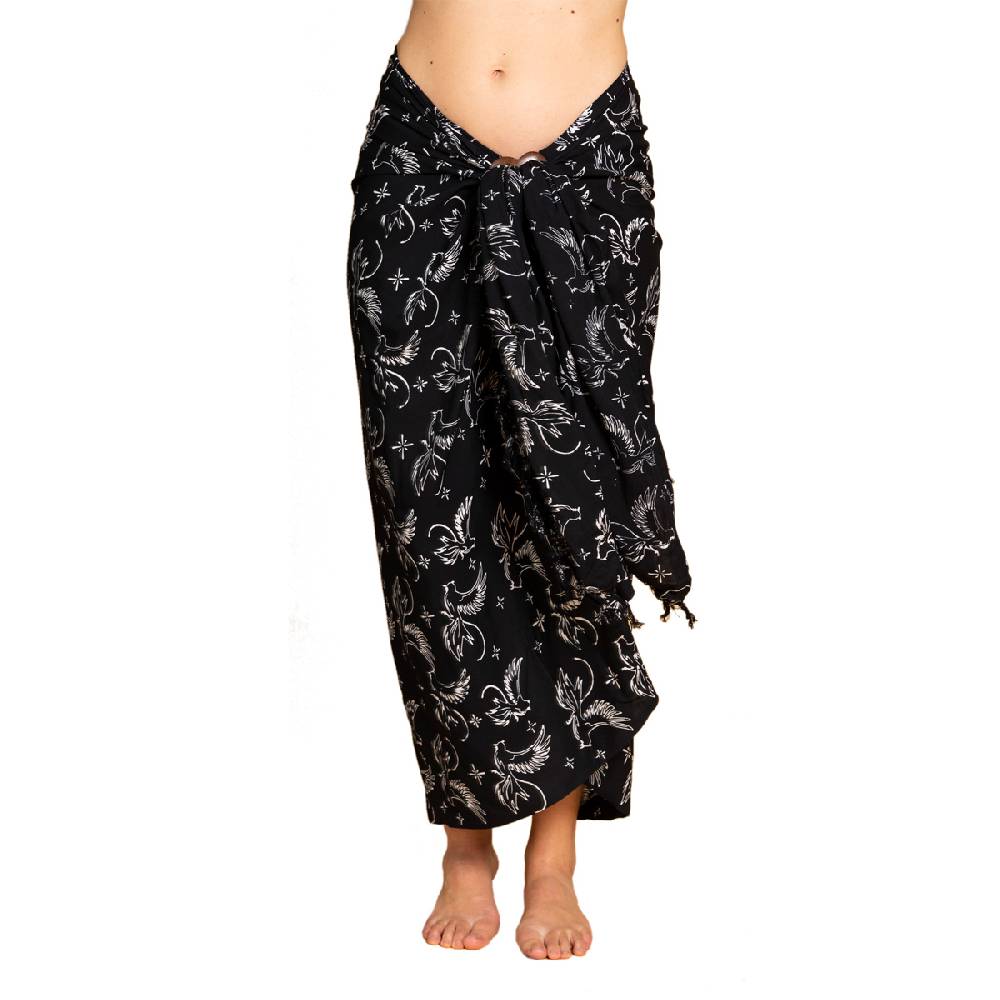 Panasiam Sarong Wachsbatik Schwarz-weiß