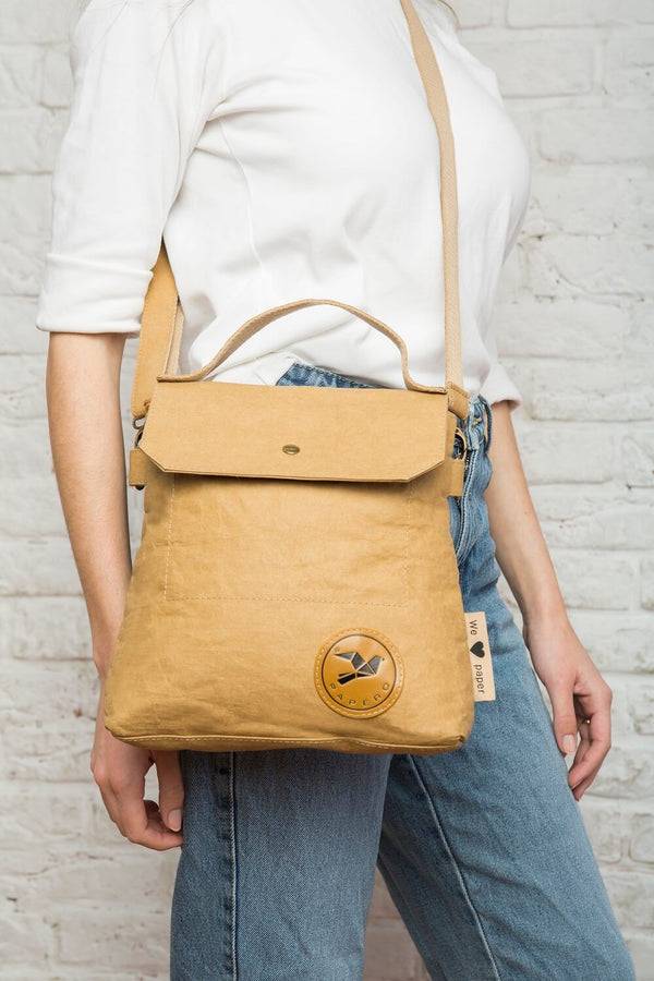 Papero NEU PAPERO Umhängetasche Aus Kraftpapier PHEASENT Reißfest, Wasserfest, Vegan, Nachhaltig