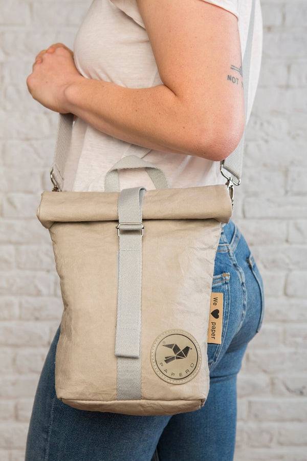 Papero PAPERO Lunchbag Handtasche Aus Papier RACOON Pausenbrot Vegan Nachhaltig