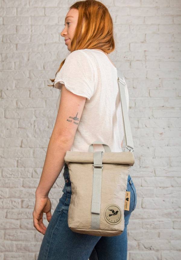 Papero PAPERO Lunchbag Handtasche Aus Papier RACOON Pausenbrot Vegan Nachhaltig