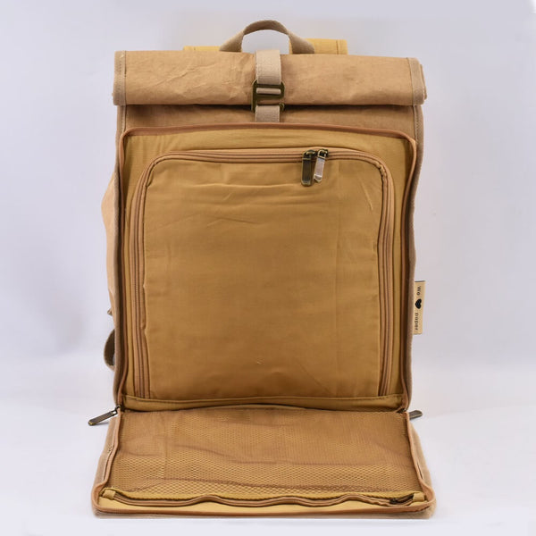 Papero PAPERO Rucksack LIZARD 21 L PRAKTISCH Aus Waschbarem Kraft Papier Leicht, Reißfest Und Wasserfest Nachhaltig