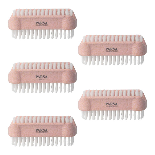Parsa Beauty 5er Pack PARSA Beauty Nature Love Nagelbürste Handwaschbürste, doppelseitige Nagelbürste in rosa