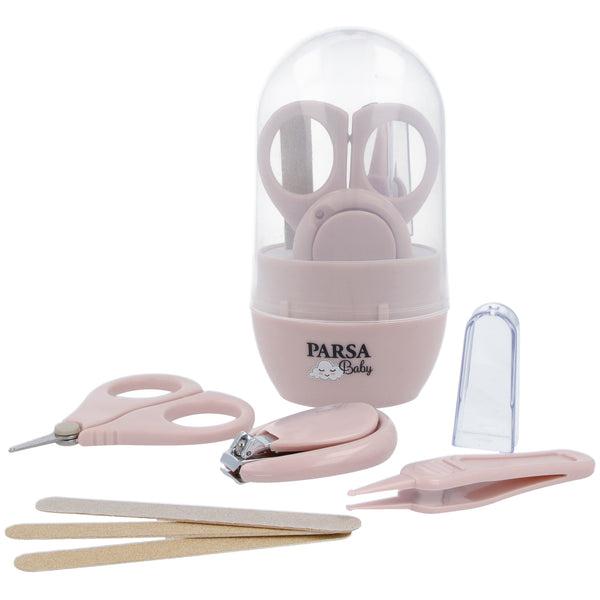 Parsa Beauty PARSA Baby 6-teiliges Nagel-Pflegeset, Nagelknipser, Nasenpinzette, Baby Maniküre Schere Neugeborenen-Set Für Mädchen