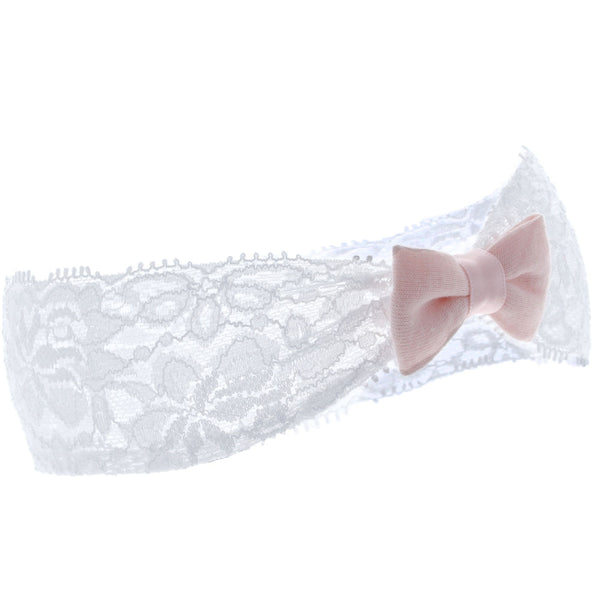Parsa Beauty PARSA Baby Haarband Weiß Spitze Mit Rosa Schleife