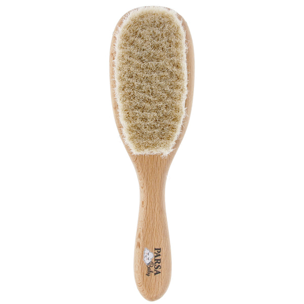 Parsa Beauty PARSA Baby Haarpflegebürste mit Ziegenhaar aus FSC®-zertifiziertem Buchenholz für die Pflege von feinem Babyhaar und empfindlicher Kopfhaut