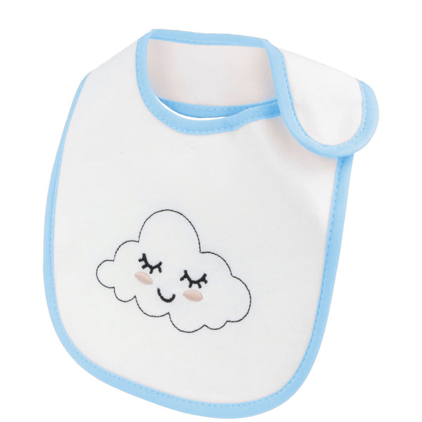 Parsa Beauty PARSA Baby Lätzchen Mit Klettverschluss Wasserdicht In Weiß Mit Blauem Bündchen