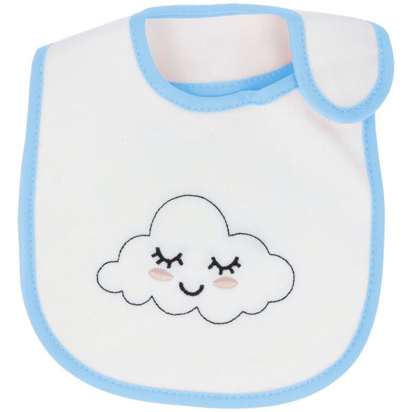 Parsa Beauty PARSA Baby Lätzchen mit Klettverschluss wasserdicht in weiß mit blauem Bündchen