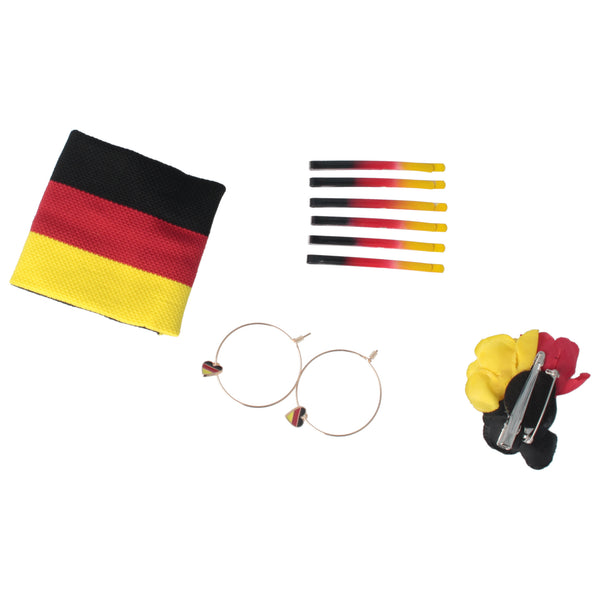 Parsa Beauty PARSA Beauty Deutschland Fanartikel Set Blüten-Haarclip, Bobbypins, Creolen Und Schweißband Für EM Und WM