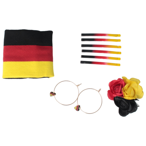 Parsa Beauty PARSA Beauty Deutschland Fanartikel Set Blüten-Haarclip, Bobbypins, Creolen und Schweißband für EM und WM