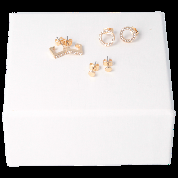 Parsa Beauty That's Me By PARSA Beauty Ohrstecker-Set In Gold Mit Rechteckigen Huggies, Plättchen Und Kreisen