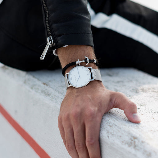 Paul Hewitt Ankerarmband Phrep Lite Silber Nylon Schwarz