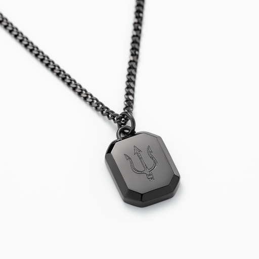 Paul Hewitt Men's Octagonal Halskette Trident Schwarz