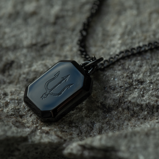 Paul Hewitt Men's Octagonal Halskette Trident Schwarz