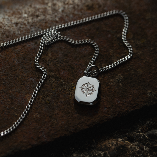 Paul Hewitt Men's Octagonal Halskette Windrose Silber