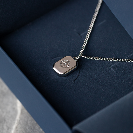 Paul Hewitt Men's Octagonal Halskette Windrose Silber