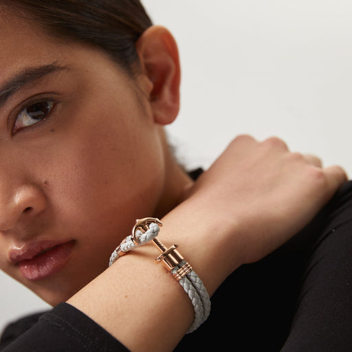 Paul Hewitt Ankerarmband Phrep Roségold Leder Grau