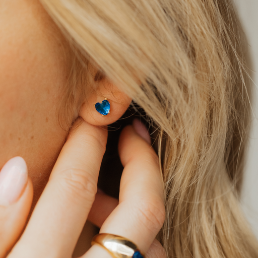 Paul Hewitt Blue Heart Ohrring Gold