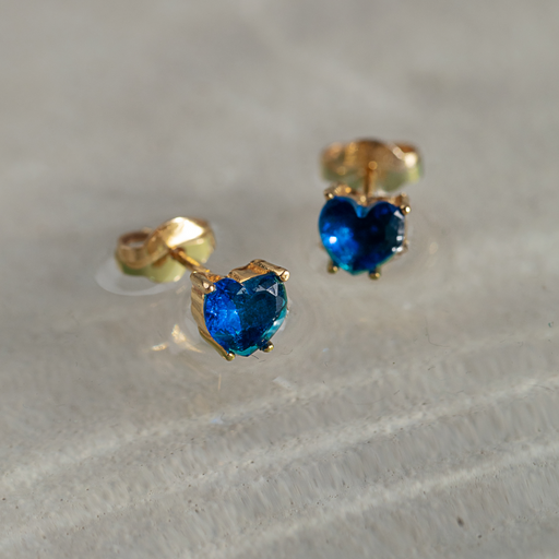 Paul Hewitt Blue Heart Ohrring Gold