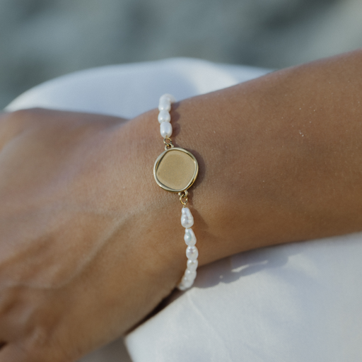 Paul Hewitt Engravable Coin Pearl Armkette Gold