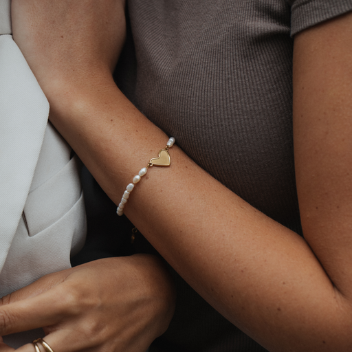 Paul Hewitt Engravable Heart Pearl Armkette Gold
