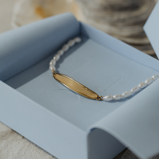 Paul Hewitt Engravable Plate Pearl Armkette Gold