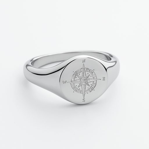 Paul Hewitt Men's Signet Ring Windrose Silber
