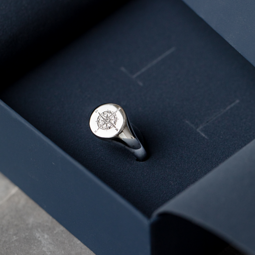 Paul Hewitt Men's Signet Ring Windrose Silber