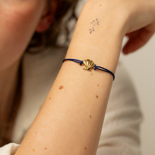 Paul Hewitt Scallop Blue Nylon Armkette Gold