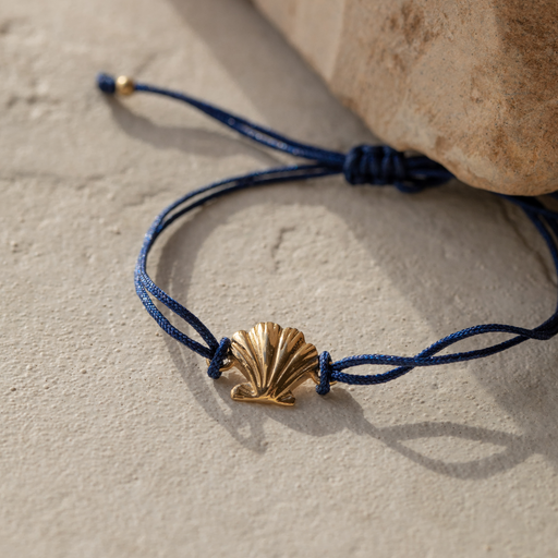 Paul Hewitt Scallop Blue Nylon Armkette Gold