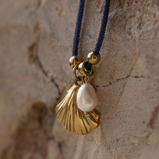 Paul Hewitt Scallop Blue Nylon Halskette Gold