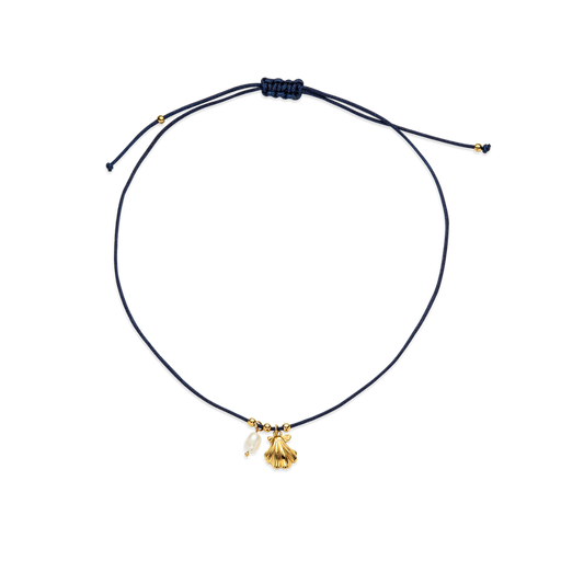 Paul Hewitt Scallop Blue Nylon Halskette Gold