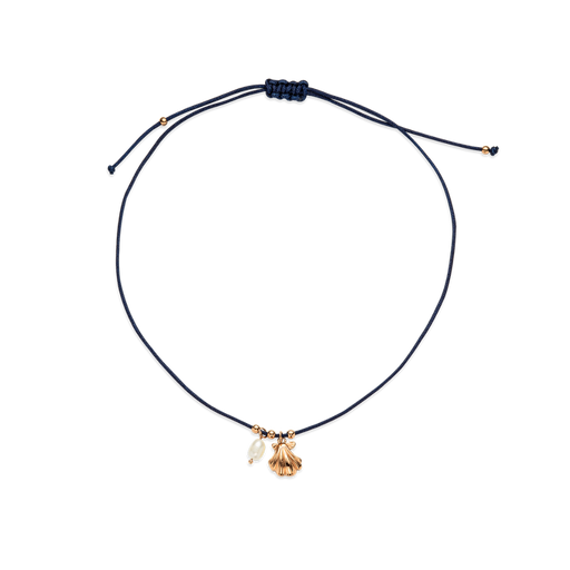 Paul Hewitt Scallop Blue Nylon Halskette Roségold