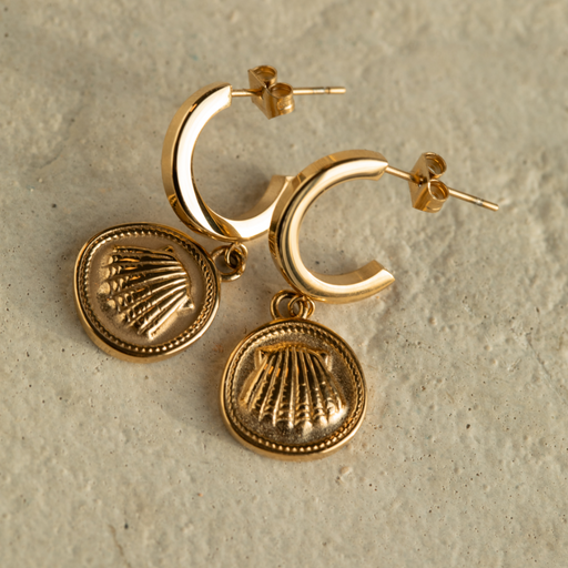 Paul Hewitt Scallop Coin Ohrring Gold