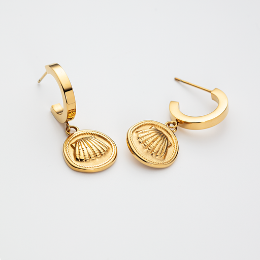 Paul Hewitt Scallop Coin Ohrring Gold