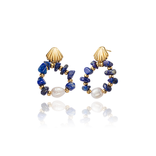 Paul Hewitt Scallop Stone Ohrring Gold