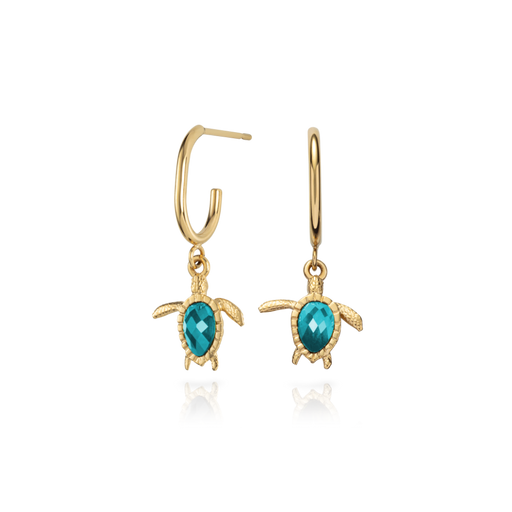 Paul Hewitt Turtle Hoops Ohrring Aquamarine Gold