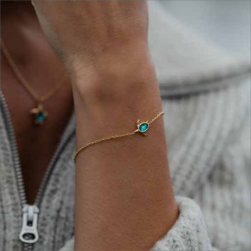 Paul Hewitt Turtle Mono Armkette Aquamarine Gold