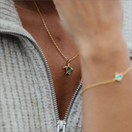 Paul Hewitt Turtle Mono Halskette Aquamarine Gold