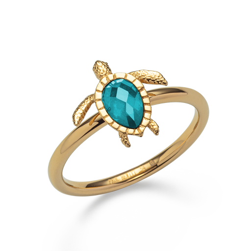 Paul Hewitt Turtle Ring Aquamarine Gold