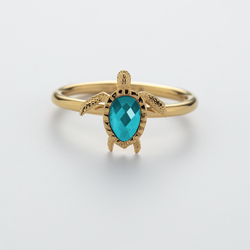 Paul Hewitt Turtle Ring Aquamarine Gold