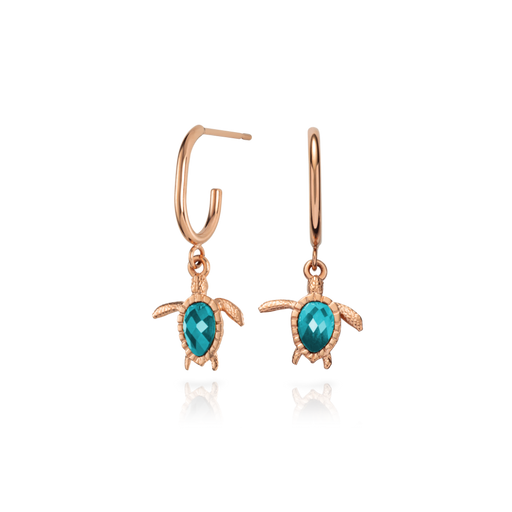Paul Hewitt Turtle Hoops Ohrring Aquamarine Roségold