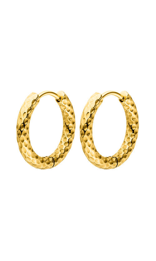 Paul Valentine Delicate Structured Hoops 14K Gold Plated