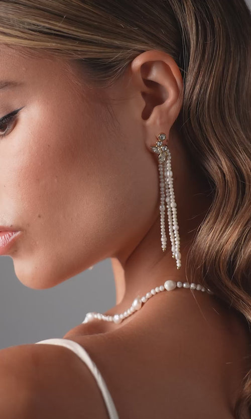 Paul Valentine Adorn Earrings Pearl Tassel