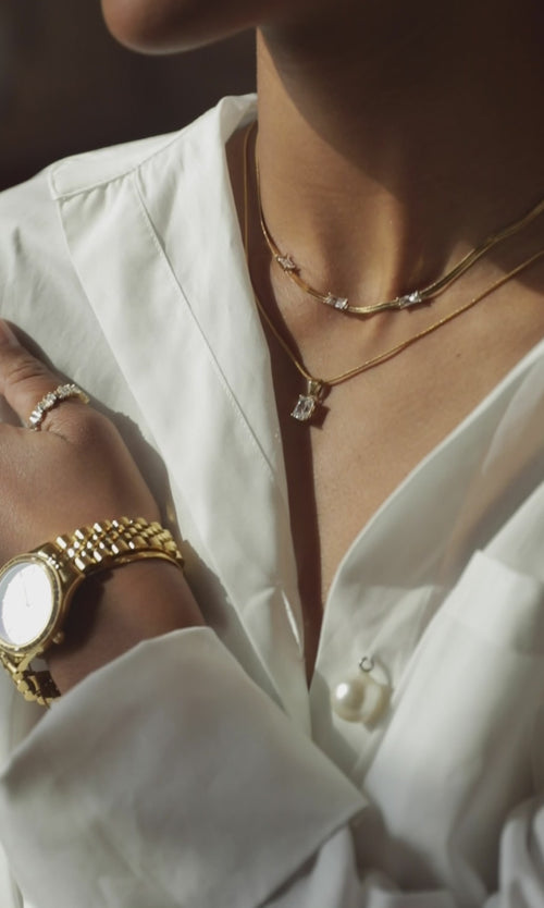 Paul Valentine Baguette Stone Necklace