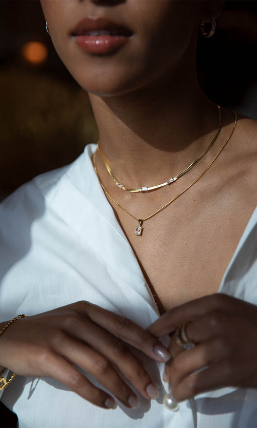 Paul Valentine Baguette Stone Necklace